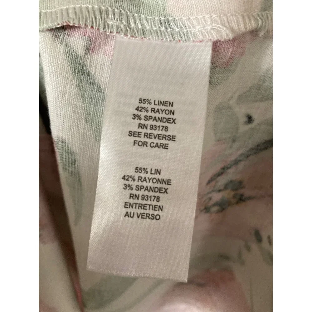 T Tahari  Hibiscus Pink and Green Linen Sleeveless Floral Dress Varies NWT - Picture 7 of 10